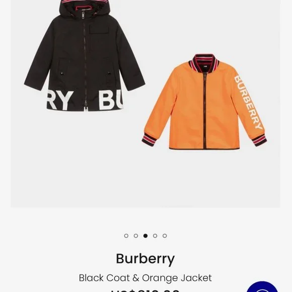 Burberry Kids Layered Logo Print Water Repel Coat Over Orange Logo Bomber Jacket